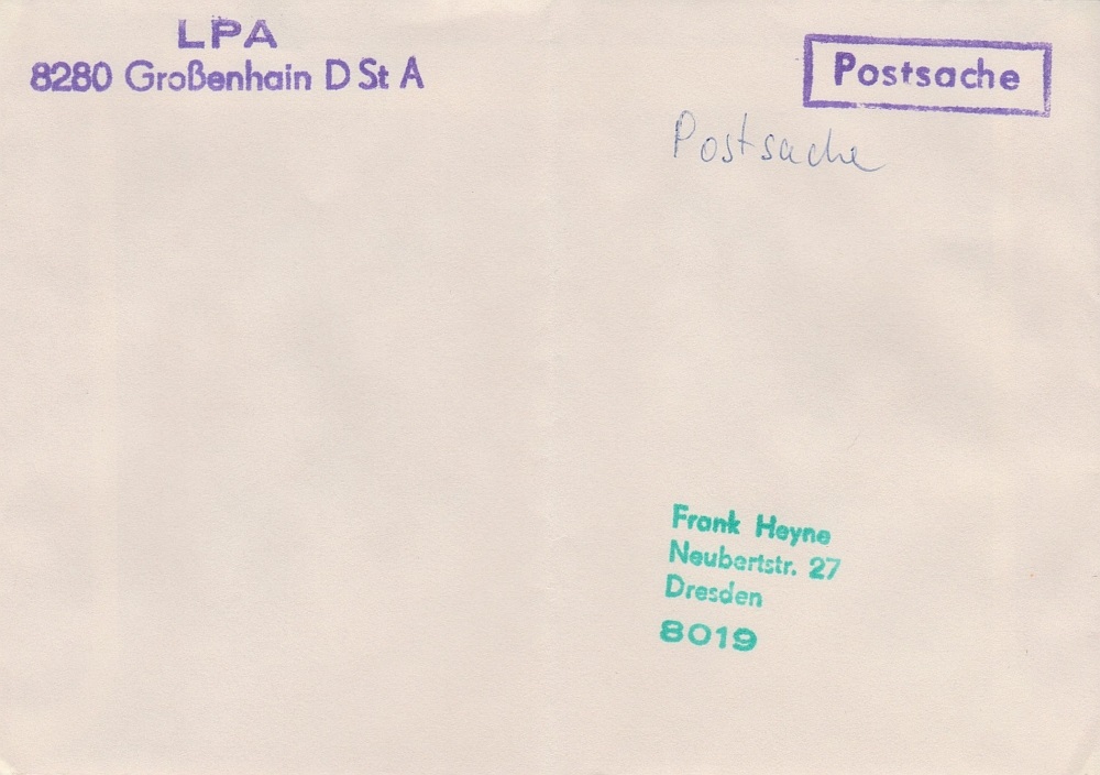 Rückumschlag vom PA Großenhain