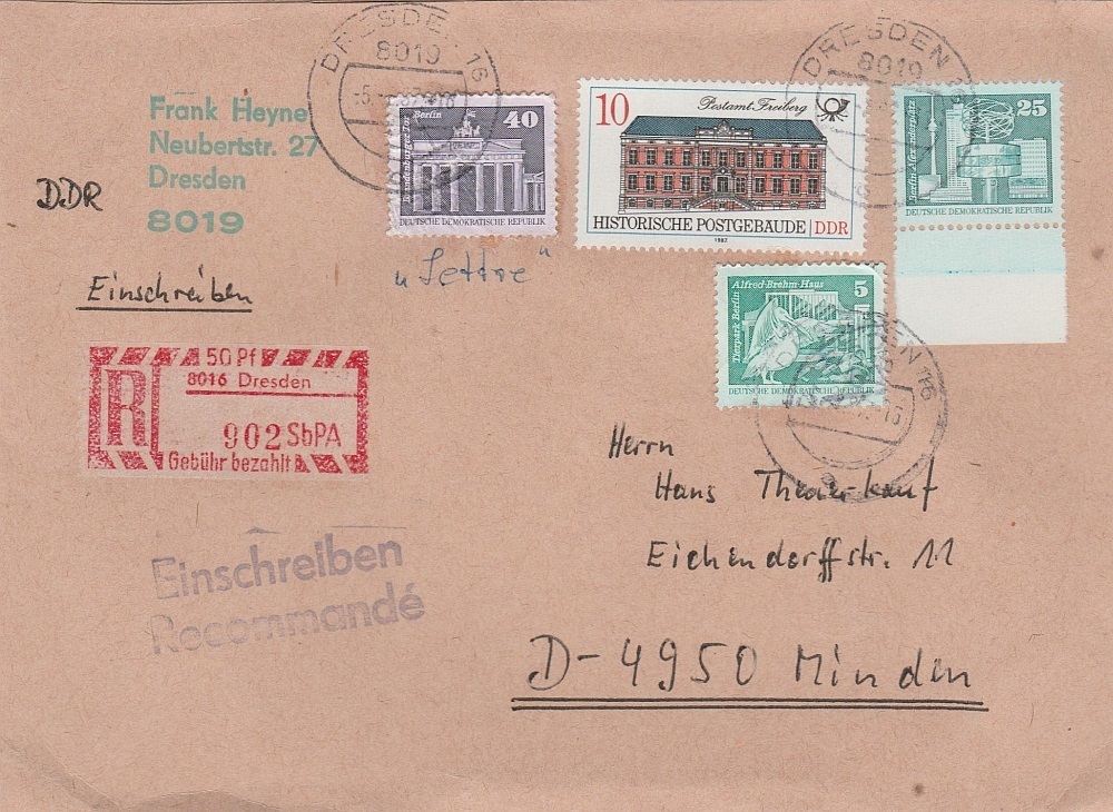 Einschreibbrief vom 5.2.87 mit EM 8016 F (4) 