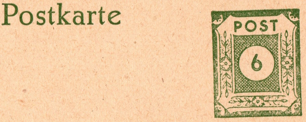 "Postkarte" sauber, Wertstempel fleckig