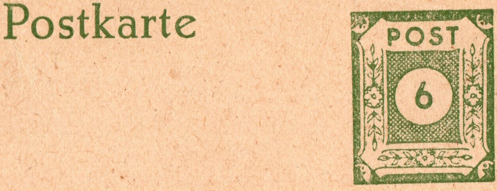"Postkarte" sauber, Wertstempel fleckig