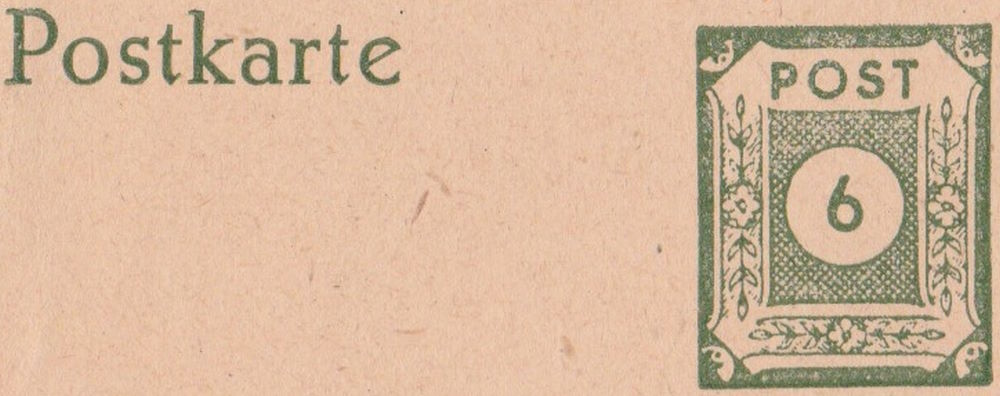 "Postkarte" sauber, Wertstempel fleckig