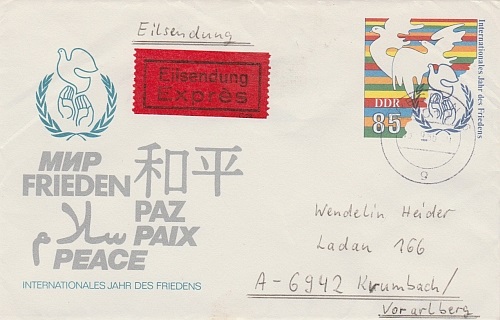 U 6 portogerecht als Eilbrief mit Stempel von Dresden