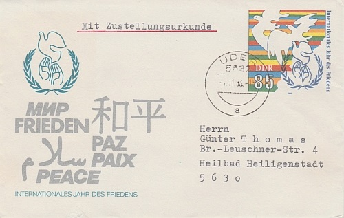 U 6 portogerecht als Inlandsbrief mit Zustellungsurkunde